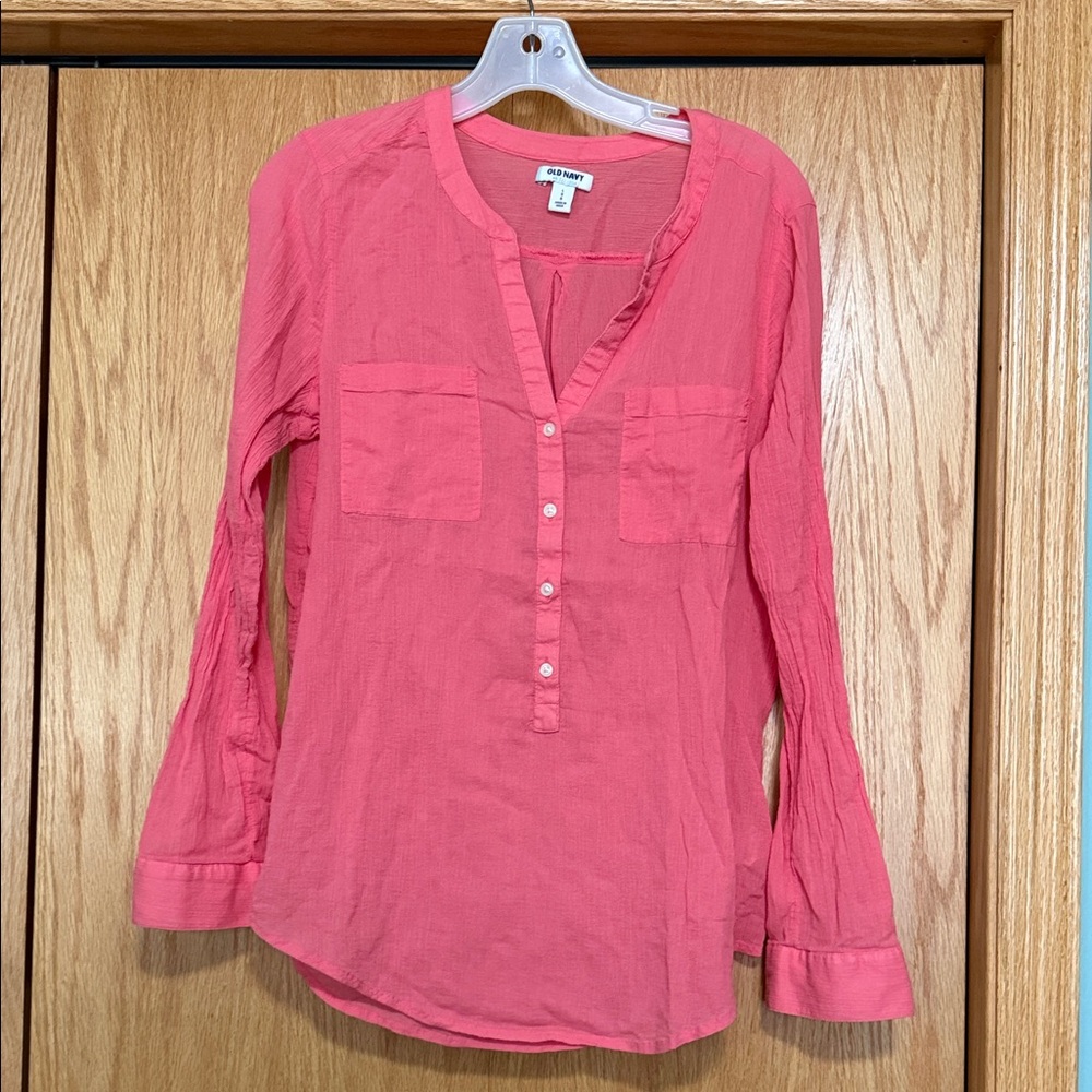 Old Navy Women's Large Coral Button-Down Blouse